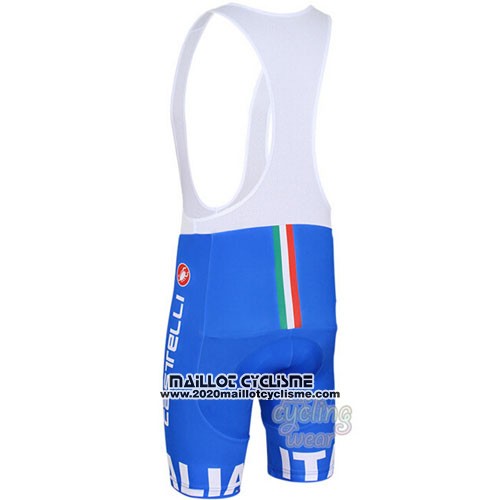 2016 Maillot Ciclismo Italie Blanc et Bleu Manches Courtes et Cuissard
